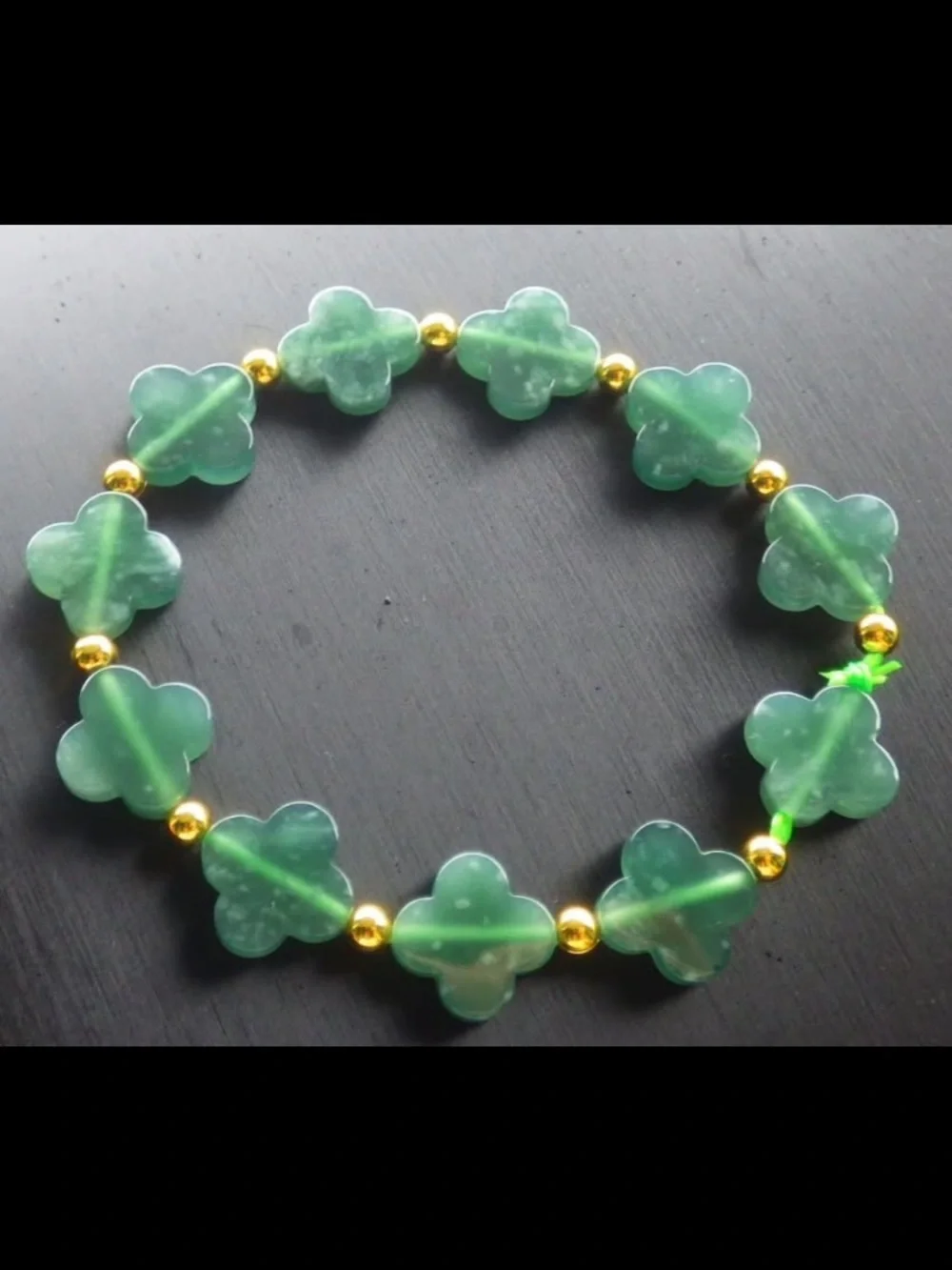 Elegant clover bracelet dark green jadeite jade certificate 6inches 6.5inches